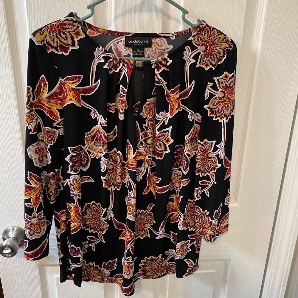 Black floral dress shirt